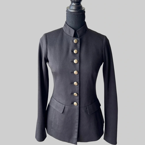 Tobias Black Military Style Button Down  Fitted Blazer - Picture 1 of 16